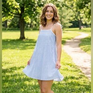 SHEIN Asymmetrical Blue and White Sundress
